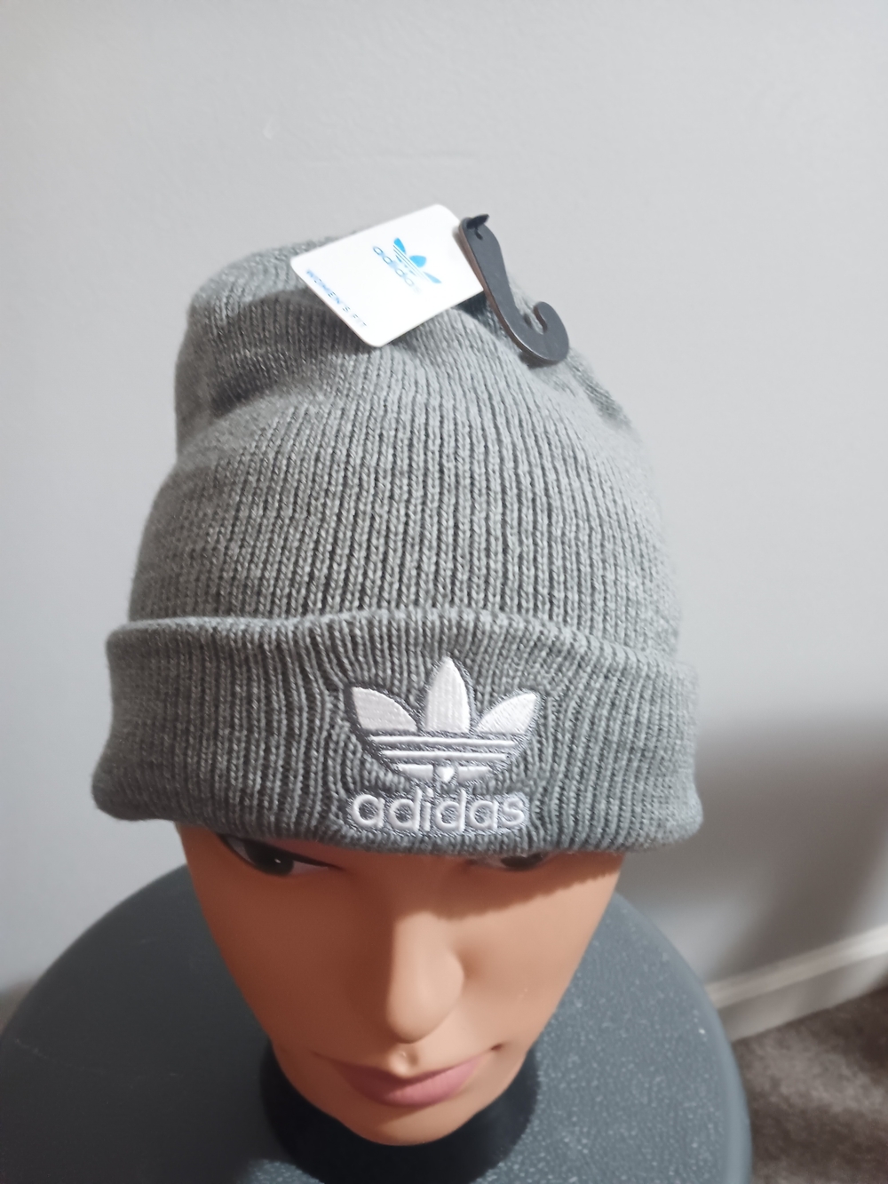 adidas  Light Grey Trefoil Cuffed Beanie